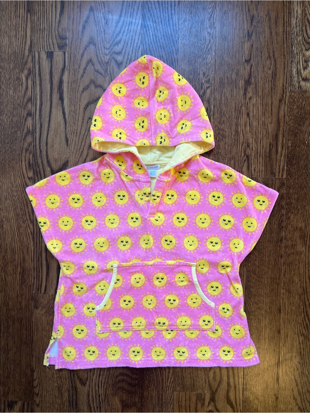 Pottery Barn Kids Pink and Yellow Sun Face Hooded Swim Coverup